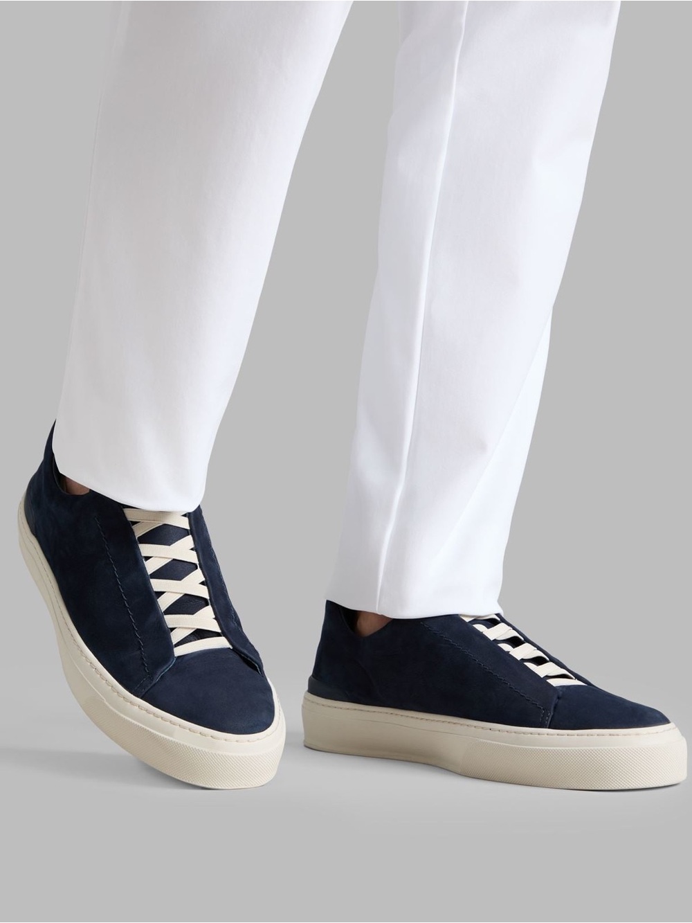 G/FORE Navy Low-Top Sneaker with Cream Laces